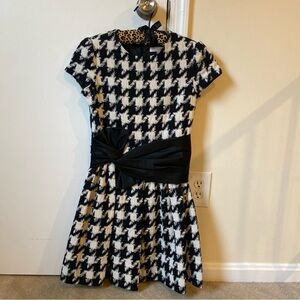 EUC Lili Gaufrette black and white short sleeve houndstooth dress size 12 Y
